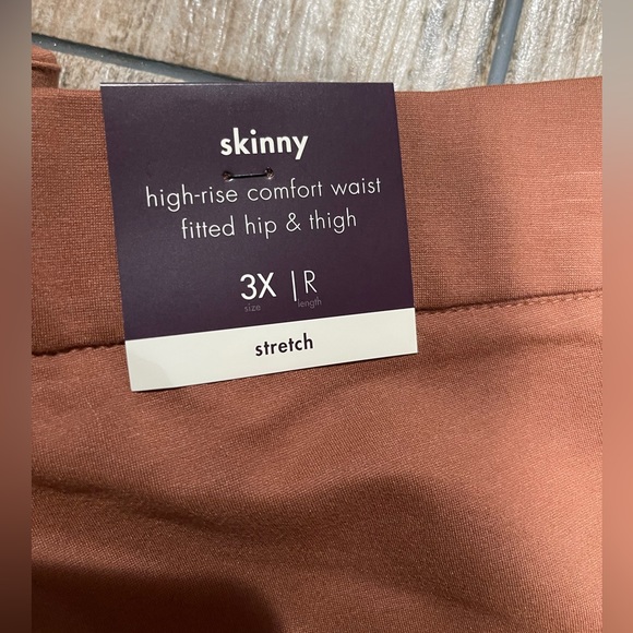 AVA & VIV Womens Brown Front Pockets Comfort Waist Split Front Ponte Pants Sz4X - Picture 7 of 11